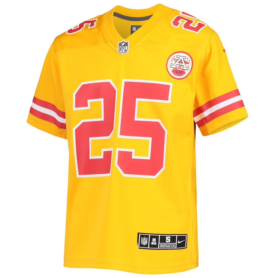 Nike Clyde Edwards-Helaire Kansas City Chiefs Youth Gold Inverted Team G