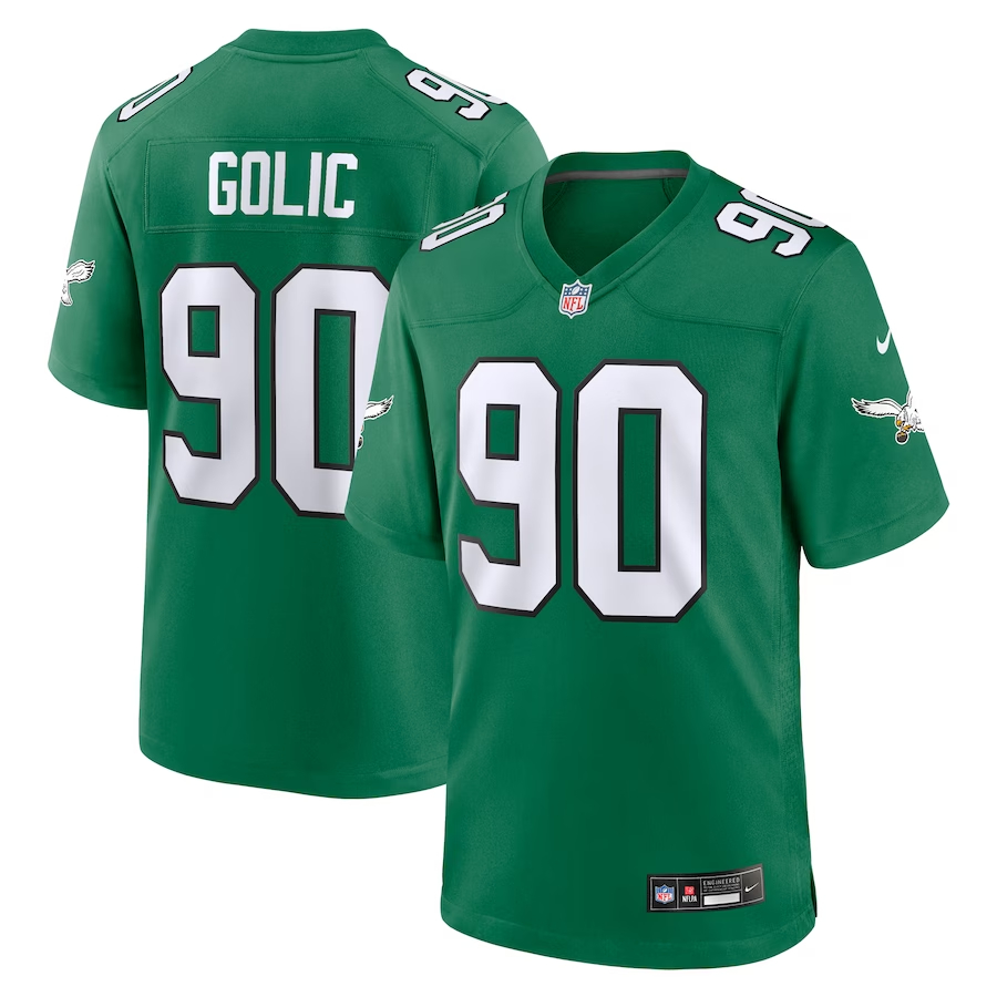Nike Mike Golic Philadelphia Eagles Kelly Green Alternate Game Jersey