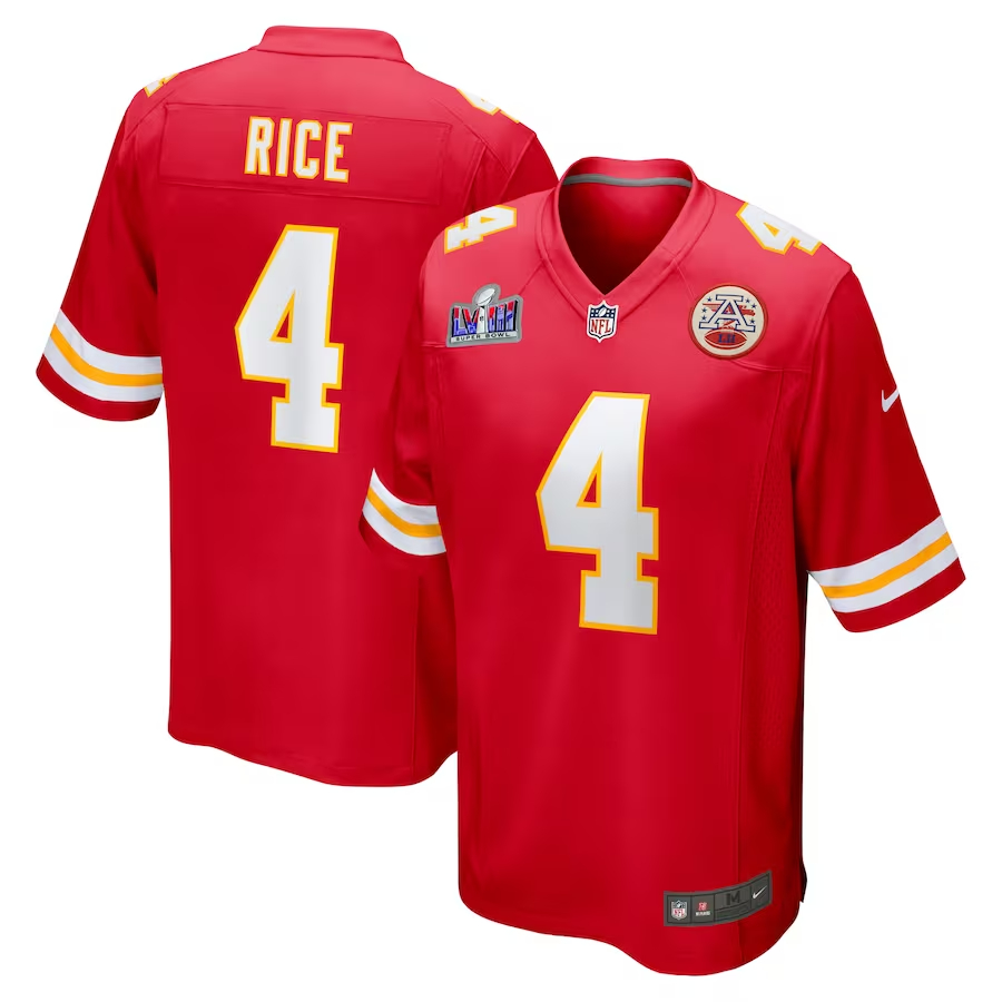 Nike Rashee Rice Kansas City Chiefs Red Super Bowl LVIII Game Jersey