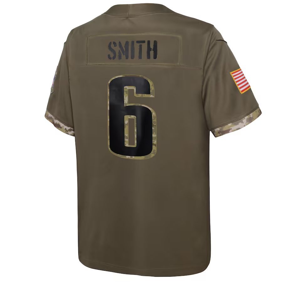 Nike DeVonta Smith Philadelphia Eagles Youth Olive 2022 Salute To Service Player Limited Jersey
