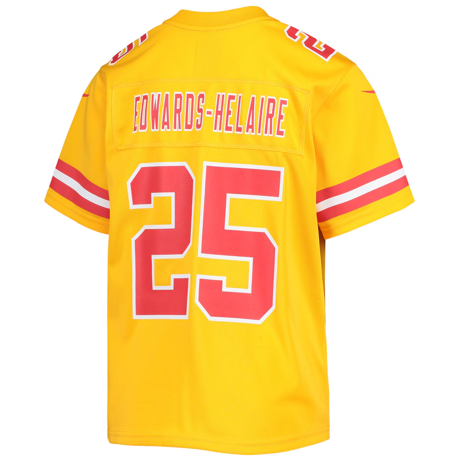 Nike Clyde Edwards-Helaire Kansas City Chiefs Youth Gold Inverted Team G