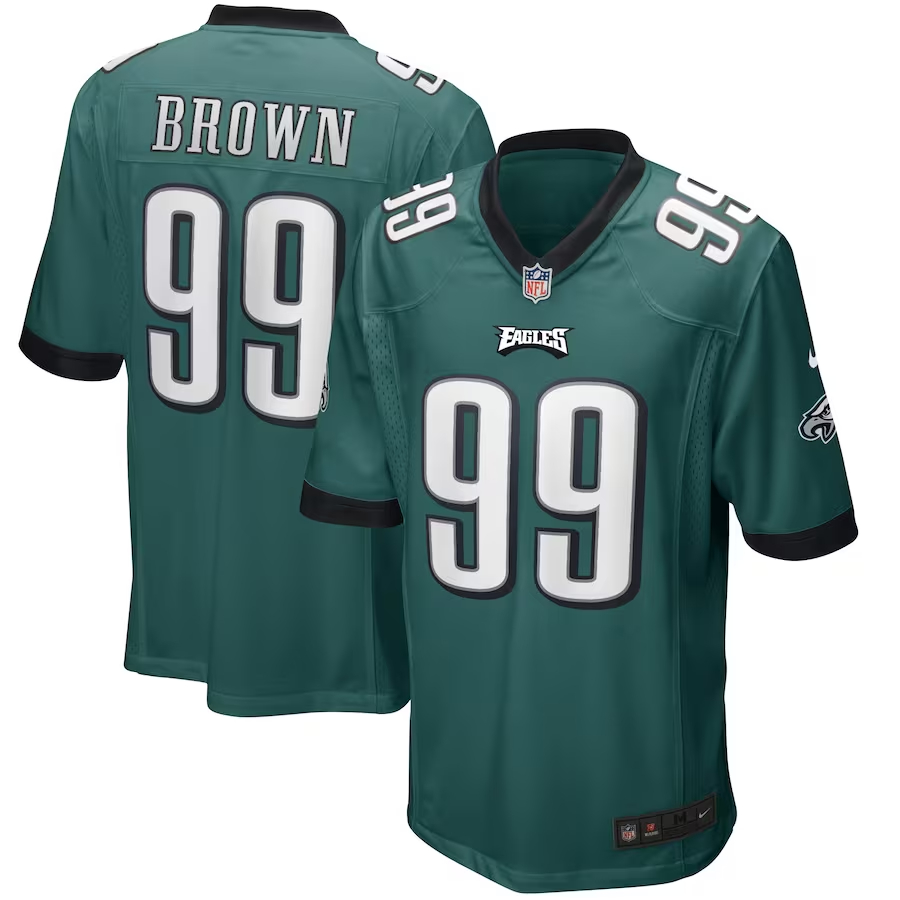 Nike Jerome Brown Philadelphia Eagles Midnight Green Game Retired Player Jersey