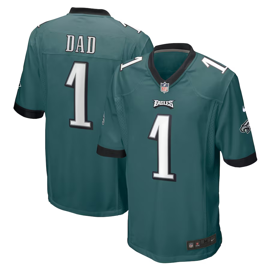 Nike Number 1 Dad Philadelphia Eagles Midnight Green Game Jersey