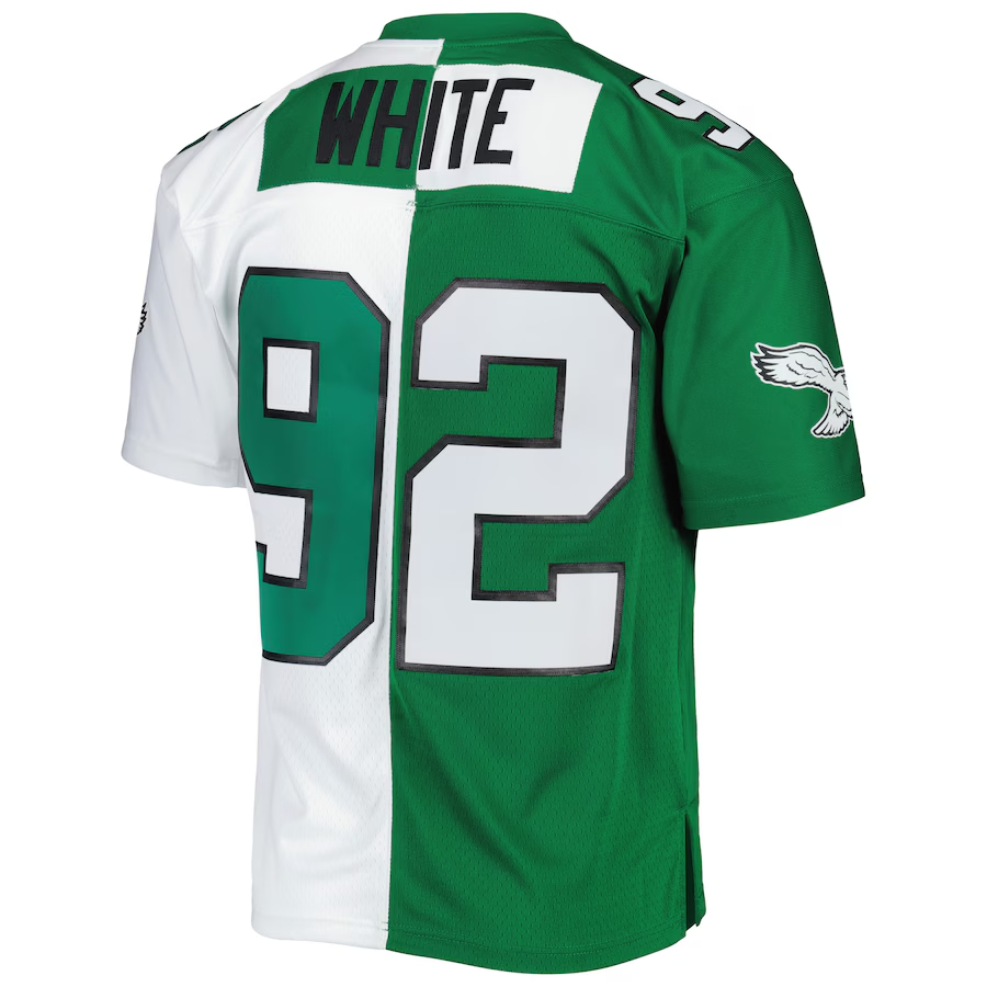 Mitchell & Ness Reggie White Philadelphia Eagles Kelly Green_White 1990 Split Legacy Replica Jersey