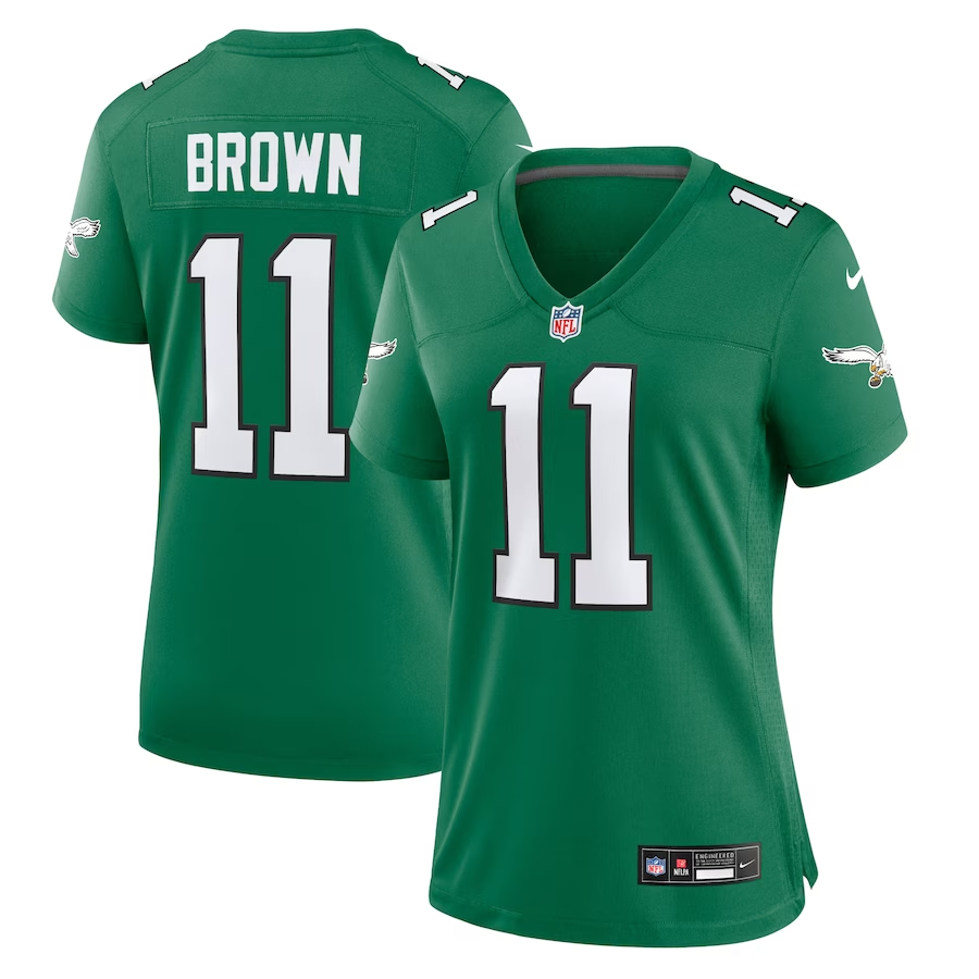 Nike A.J. Brown Philadelphia Eagles Women's Kelly Green Player Jersey