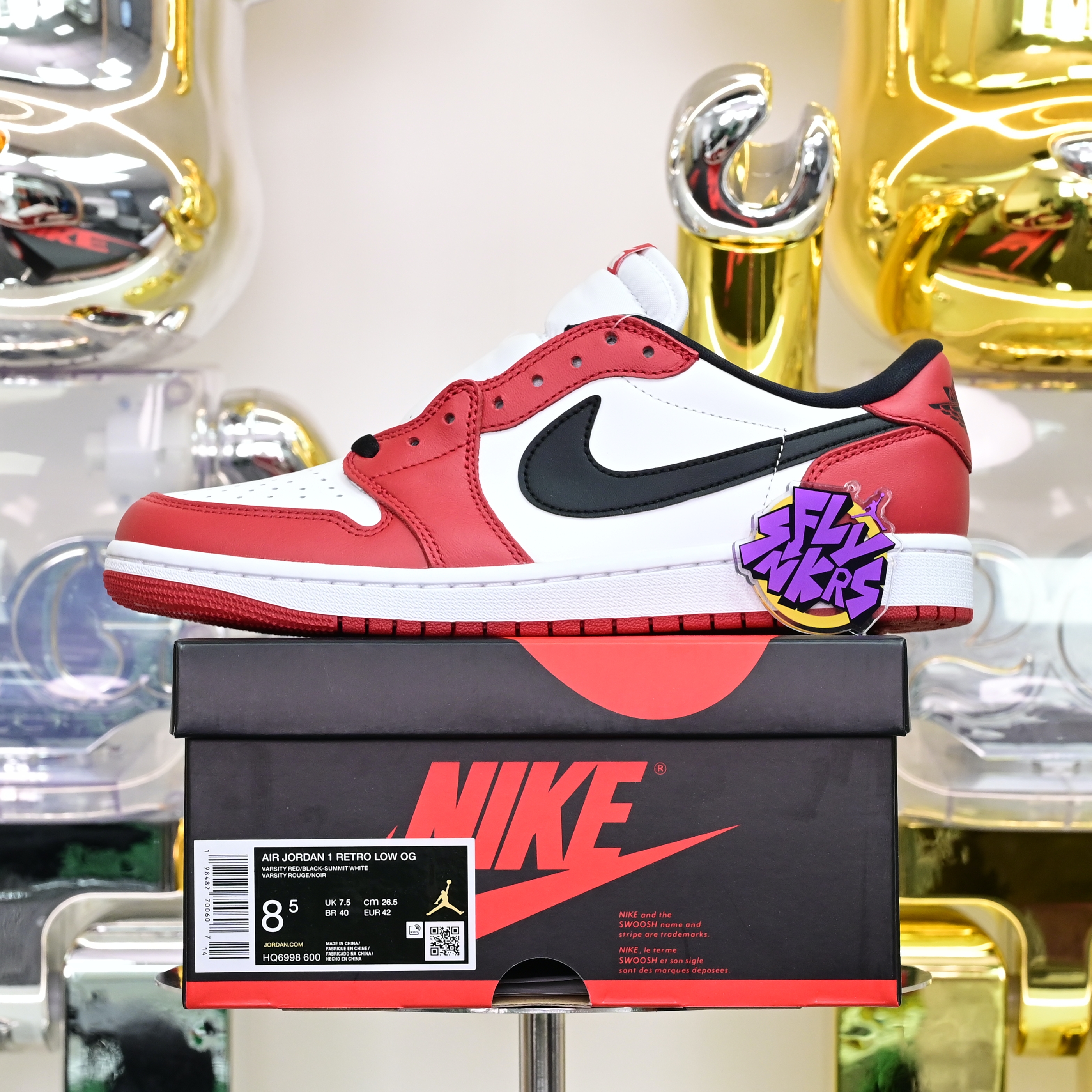 Air Jordan 1 RETRO LOW OG“Black Muslin Varsity Red” HQ6998-600