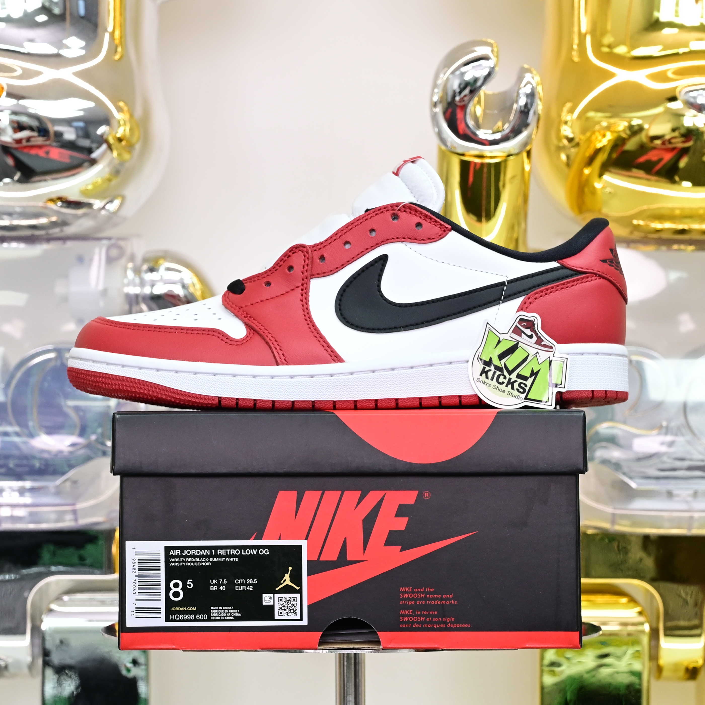 Air Jordan 1 RETRO LOW OG“Black Muslin Varsity Red” HQ6998-600