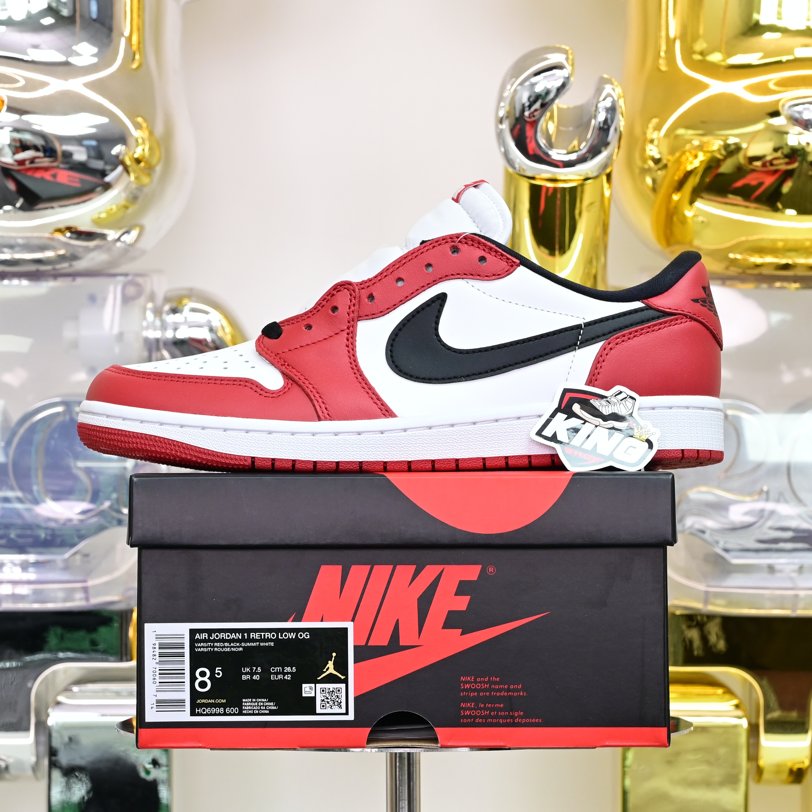Air Jordan 1 RETRO LOW OG“Black Muslin Varsity Red” HQ6998-600