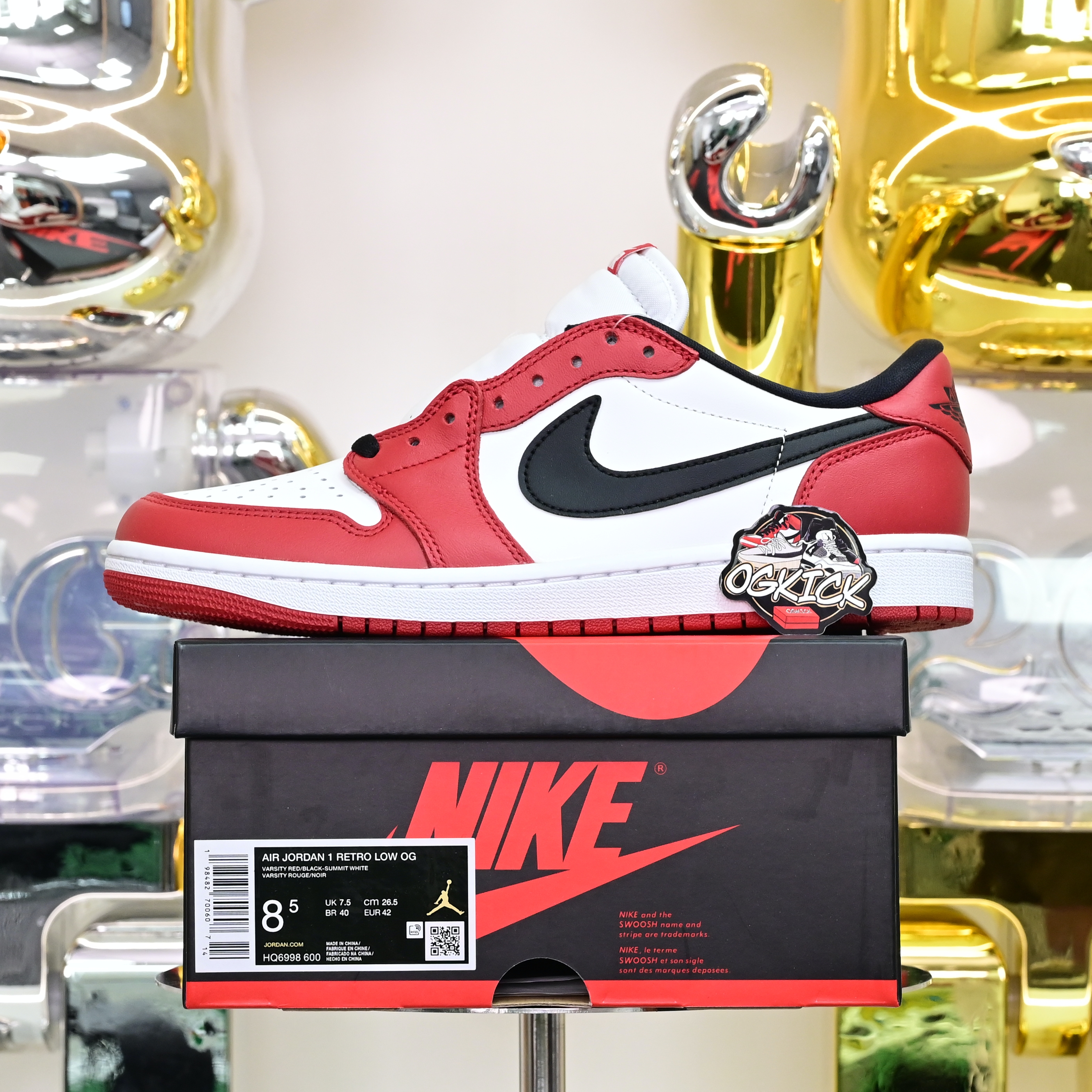 Air Jordan 1 RETRO LOW OG“Black Muslin Varsity Red” HQ6998-600