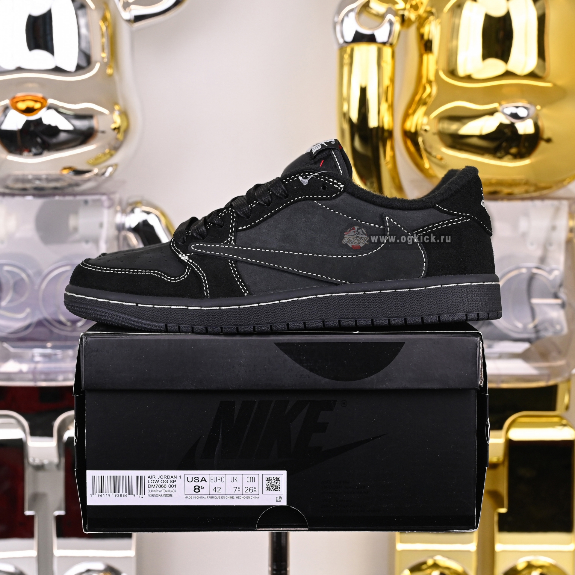TRAVIS SCOTT X NIKE AIR JORDAN 1 LOW OG “BLACK/PHANTOM” DM7866-001